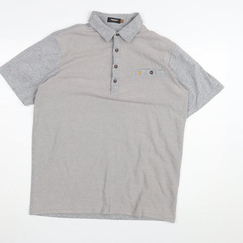 Farah Men's Grey Short Sleeve Polo L Vintage