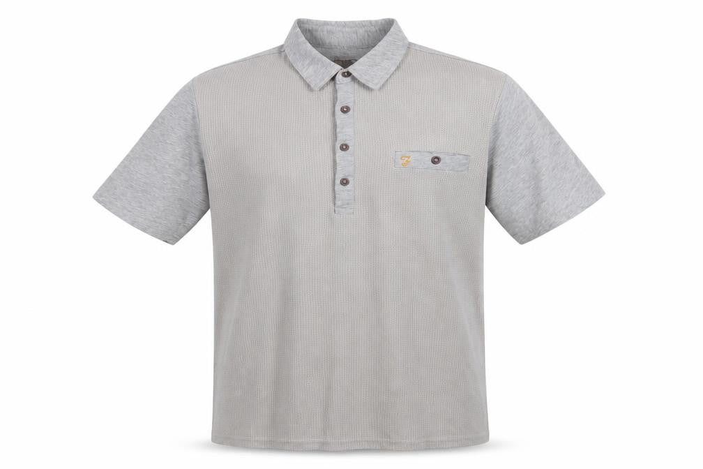 Front view of Farah Men's Grey Short Sleeve Polo L Vintage