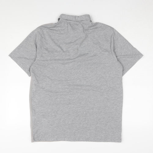Farah Men's Grey Short Sleeve Polo L Vintage