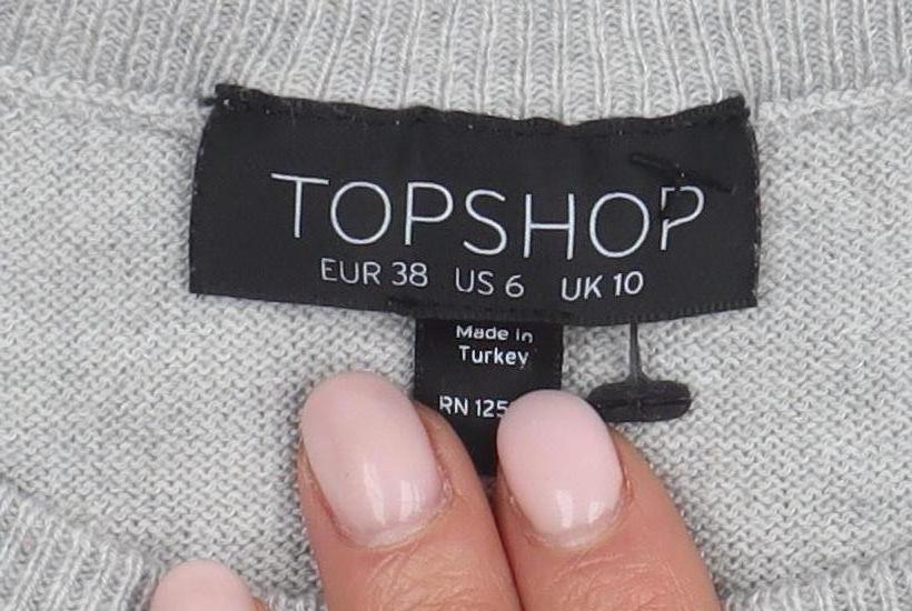 Topshop Women’s Grey Pullover Jumper Size 10
