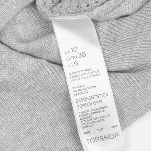 Topshop Women’s Grey Pullover Jumper Size 10