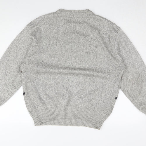 Canda Men's Grey Chunky-Knit Pullover Jumper, Size 12