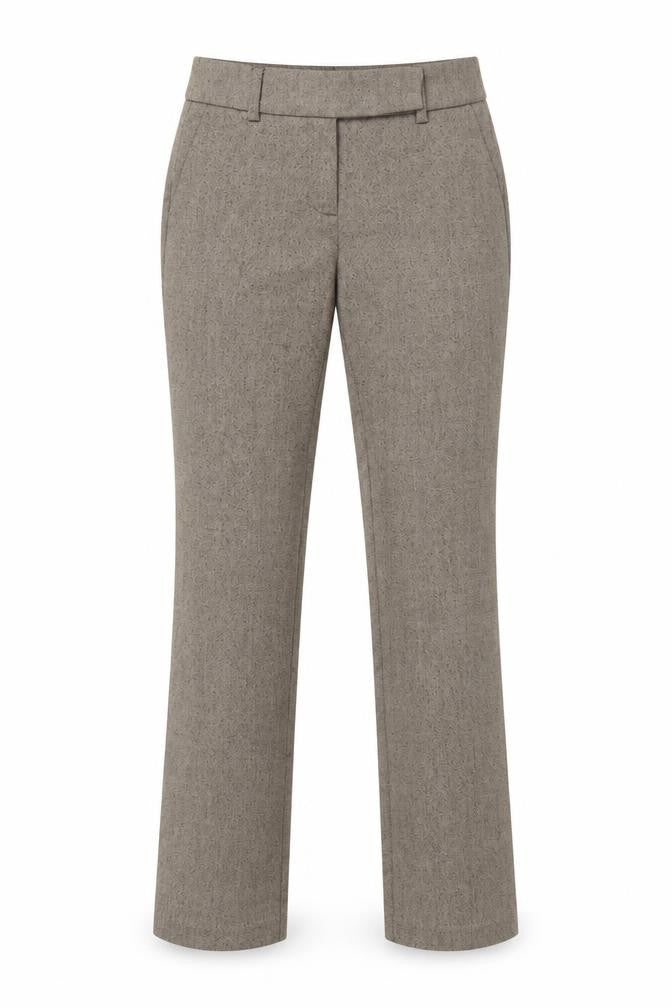 Front view of Mentha & Chocolate Women's Beige Dress Pants