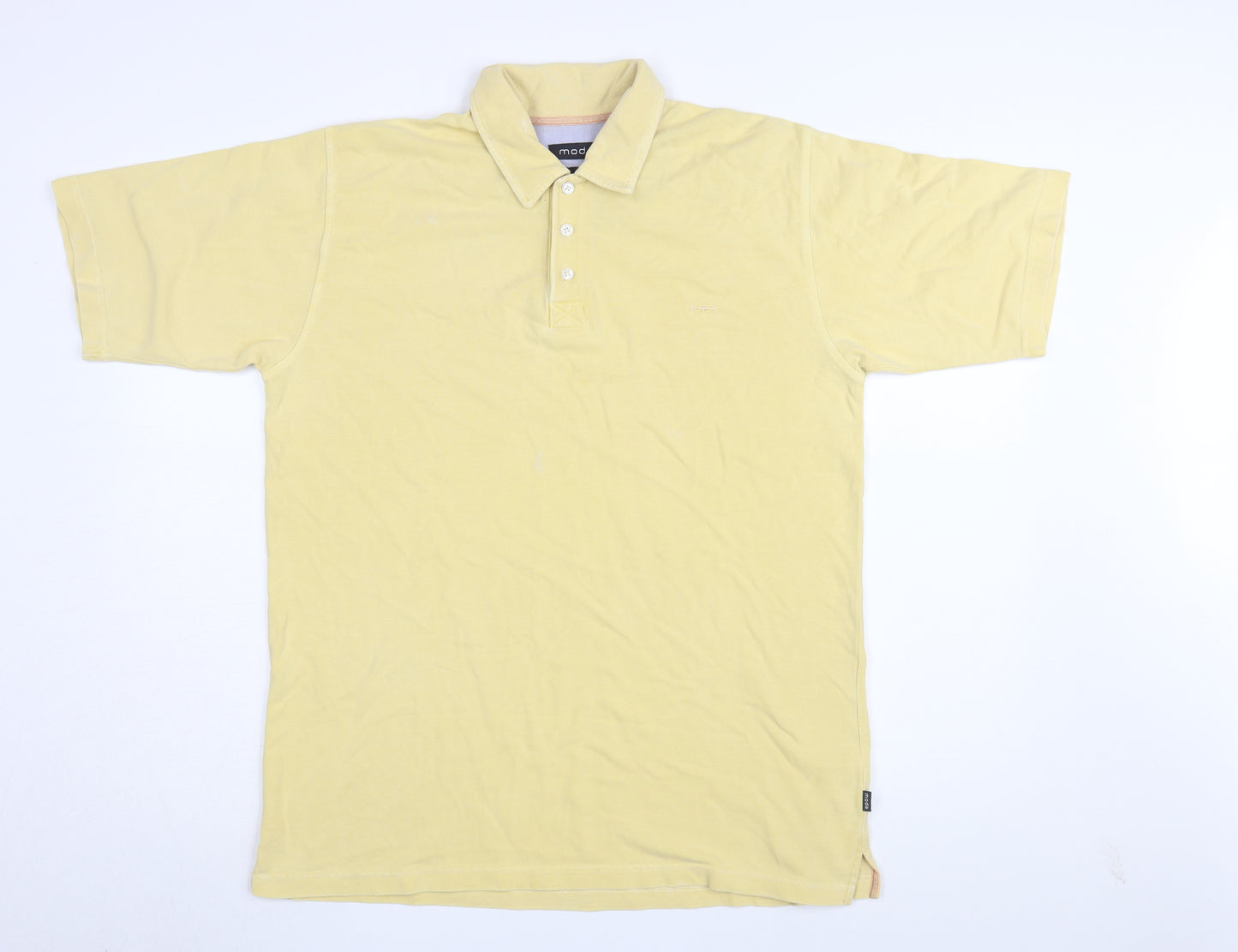 Mode Men's Yellow Cotton Short Sleeve Polo L