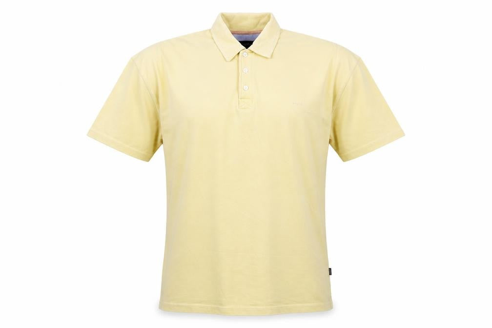 Front view of Mode Men's Yellow Cotton Short Sleeve Polo L