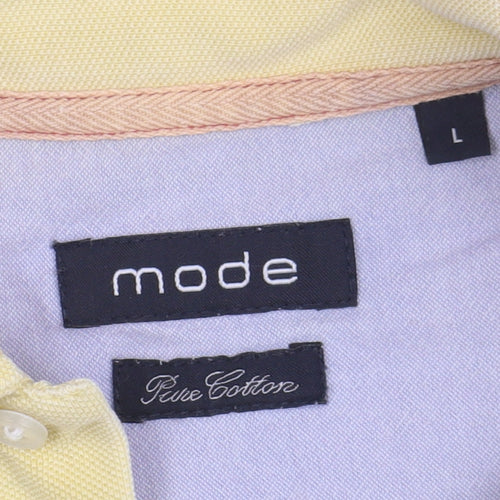 Mode Men's Yellow Cotton Short Sleeve Polo L