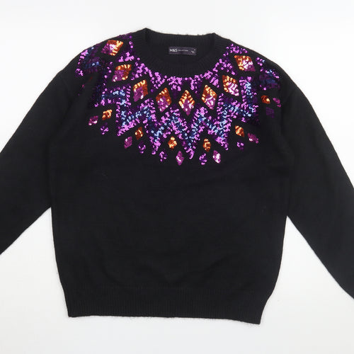 Marks and Spencer Women's Black Sequin Jumper S