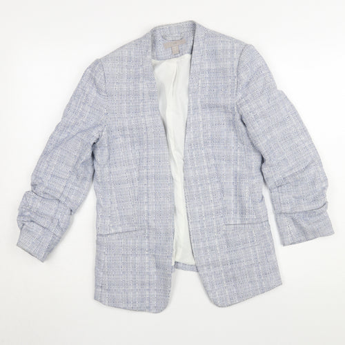 H&M Women's Blue Check Blazer Jacket UK 8
