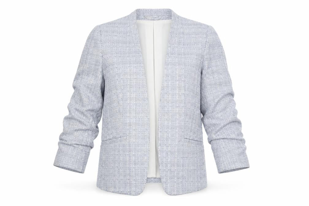 Front view of H&M Women's Blue Check Blazer Jacket UK 8