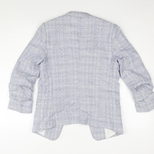 H&M Women's Blue Check Blazer Jacket UK 8