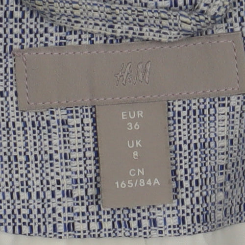 H&M Women's Blue Check Blazer Jacket UK 8