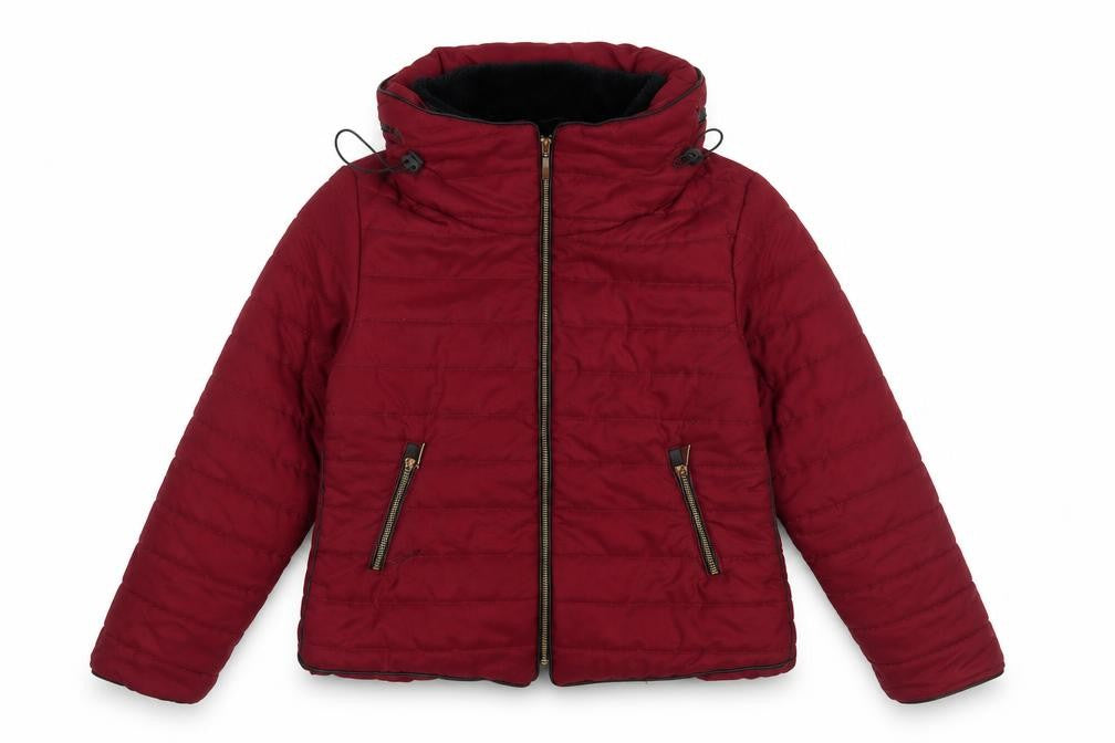 Front view of PRETTYLITTLETHING Women's Red Puffer Jacket, size L