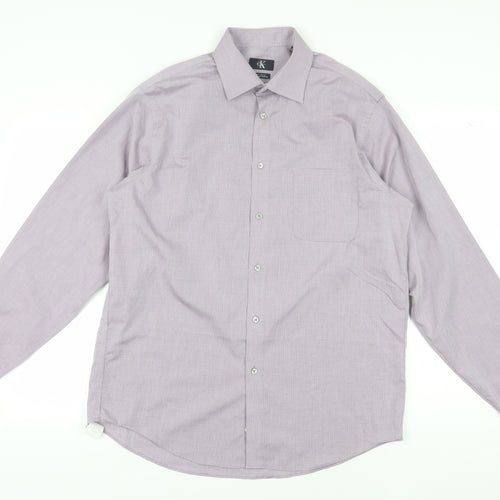 Calvin Klein Men's Purple Check Button-Up Shirt - L
