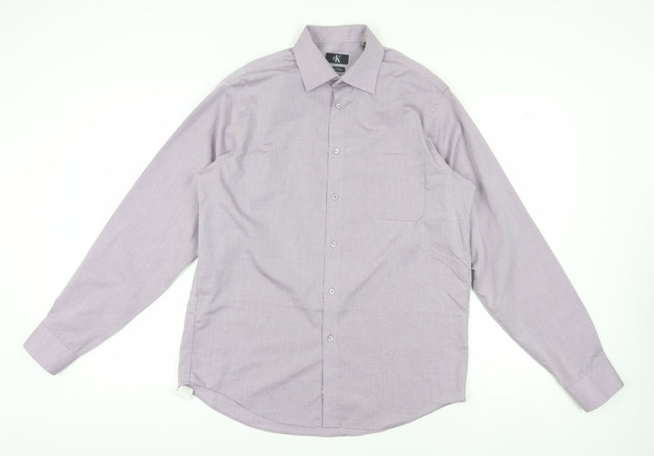 Calvin Klein Men's Purple Check Button-Up Shirt - L