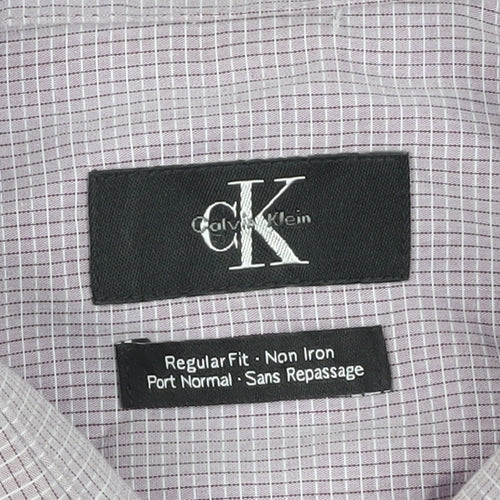 Calvin Klein Men's Purple Check Button-Up Shirt - L