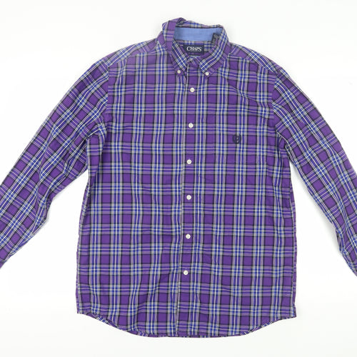 Chaps Men's Purple Plaid Cotton Shirt M