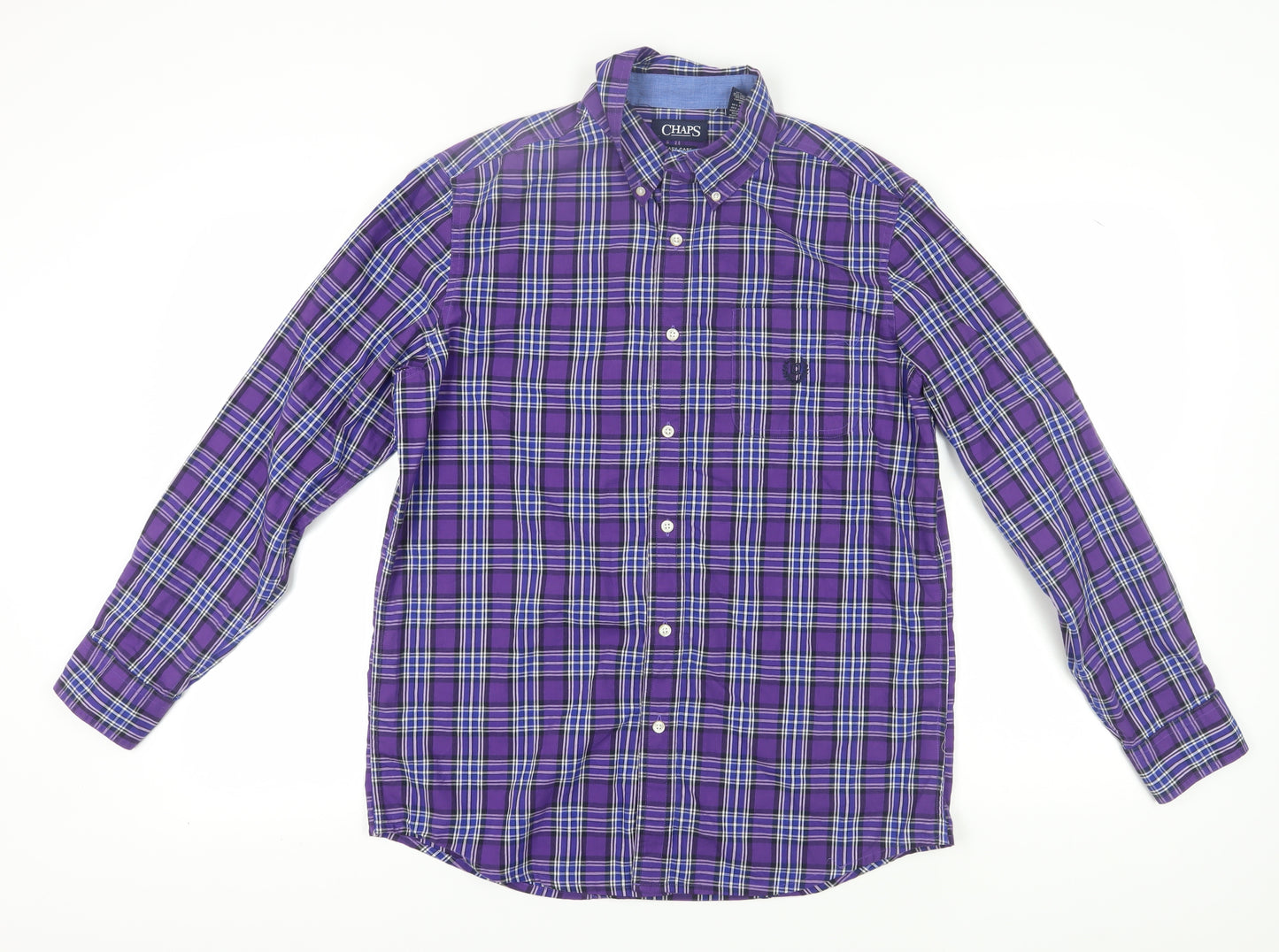 Chaps Men's Purple Plaid Cotton Shirt M
