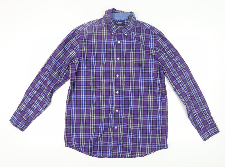 Chaps Men's Purple Plaid Cotton Shirt M