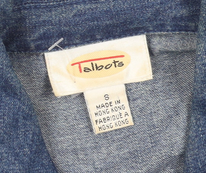 Talbots Women's Blue Denim Jacket, Size S, Collared Classic Style