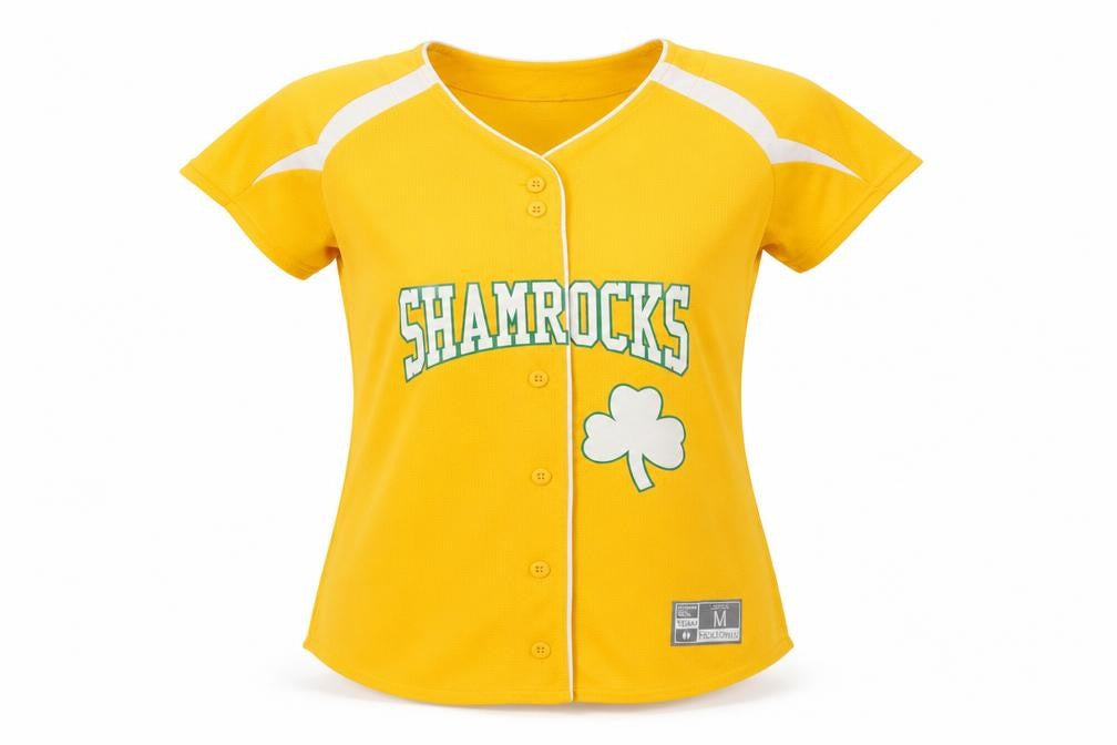 Front view of Holloway Women's Yellow Jersey Button-Up M