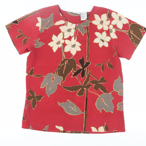 Judy Bond Women's Red Floral Blouse, Size M, Casual Summer Style