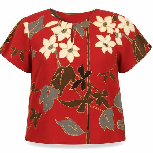 Judy Bond Women's Red Floral Blouse, Size M, Casual Summer Style