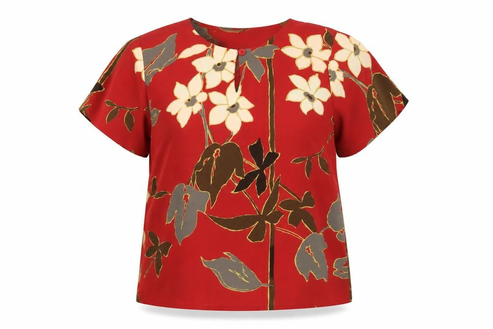 Judy Bond Women's Red Floral Blouse, Size M, Casual Summer Style