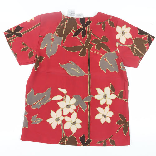 Judy Bond Women's Red Floral Blouse, Size M, Casual Summer Style