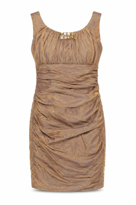 Front view of Jackie Jon Brown Cocktail Dress, size 6, Sleeveless