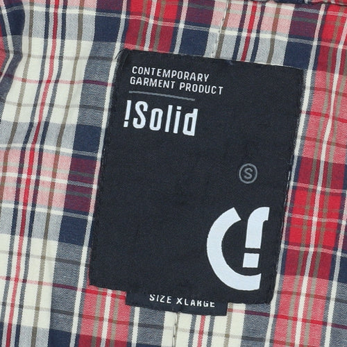 I Solid Men's Blue Hooded Cotton Jacket XL Casual