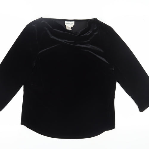 Coldwater Creek Women's Black Velvet 3/4 Sleeve Top