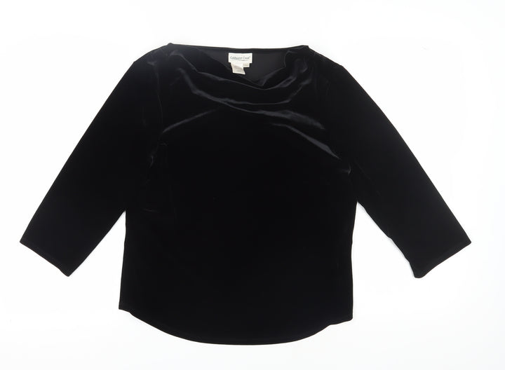 Coldwater Creek Women's Black Velvet 3/4 Sleeve Top