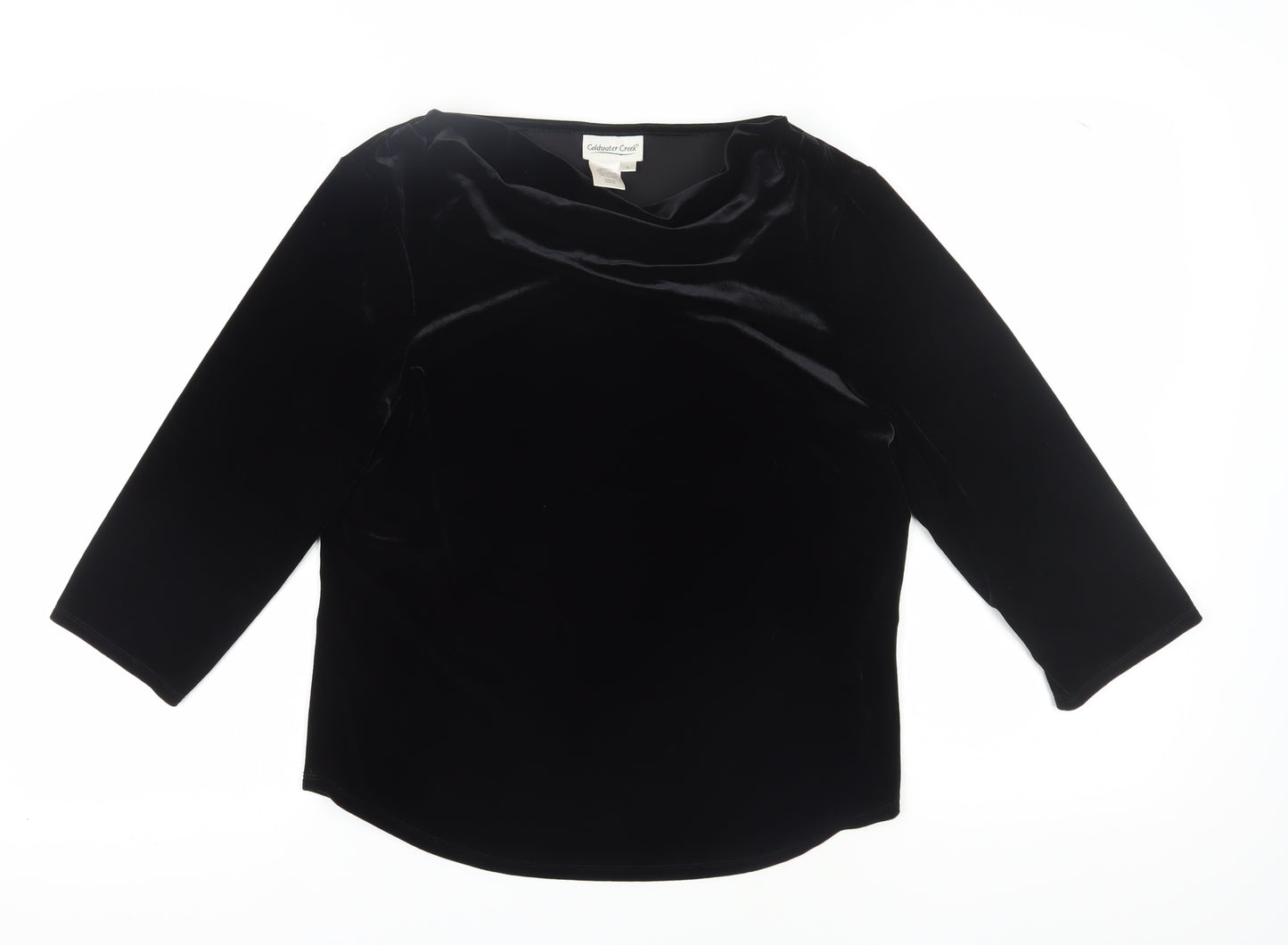 Coldwater Creek Women's Black Velvet 3/4 Sleeve Top