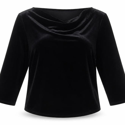 Coldwater Creek Women's Black Velvet 3/4 Sleeve Top