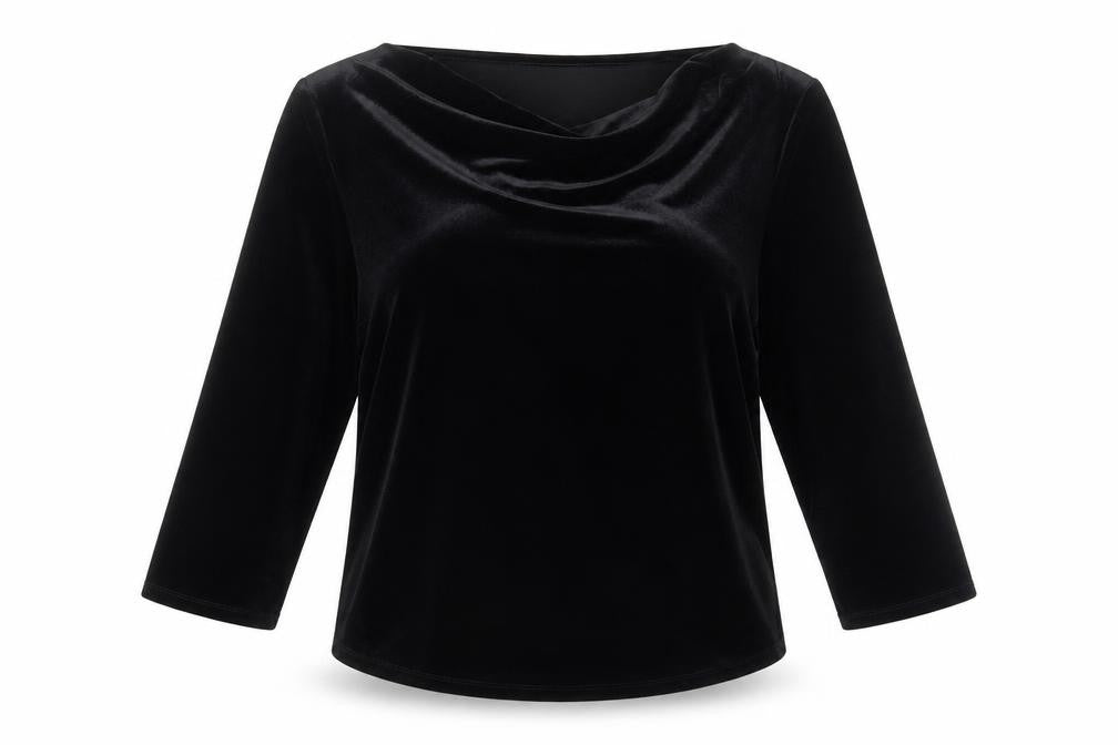 Coldwater Creek Women's Black Velvet 3/4 Sleeve Top