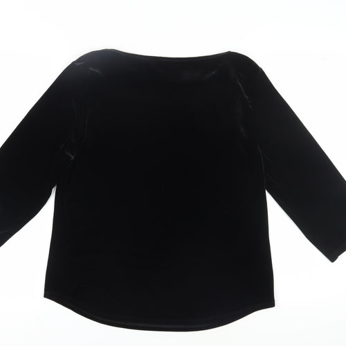 Coldwater Creek Women's Black Velvet 3/4 Sleeve Top