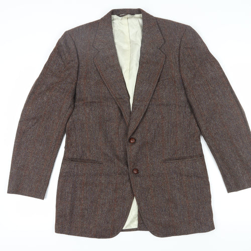 Harry Rosen Men's Brown Herringbone Wool Blazer 40