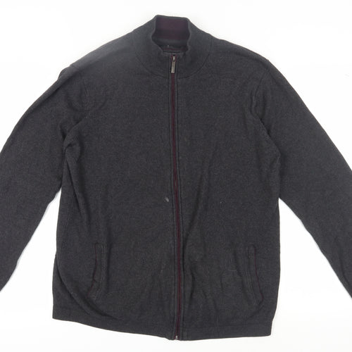 Jeff Banks Men's Black Full Zip Cotton Cashmere Jumper