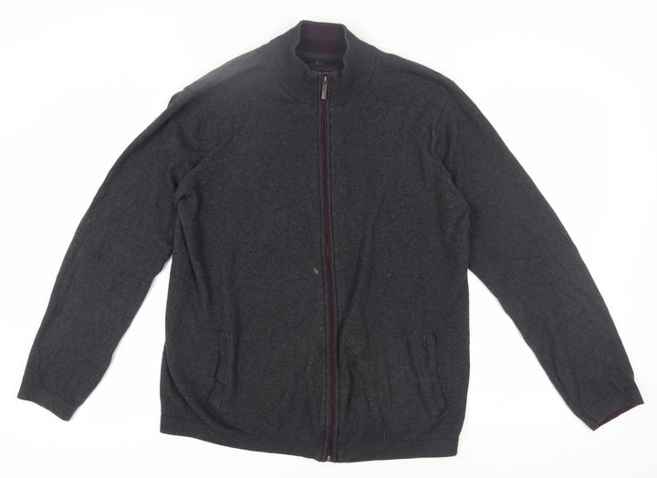 Jeff Banks Men's Black Full Zip Cotton Cashmere Jumper