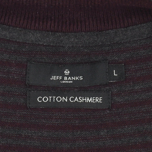 Jeff Banks Men's Black Full Zip Cotton Cashmere Jumper