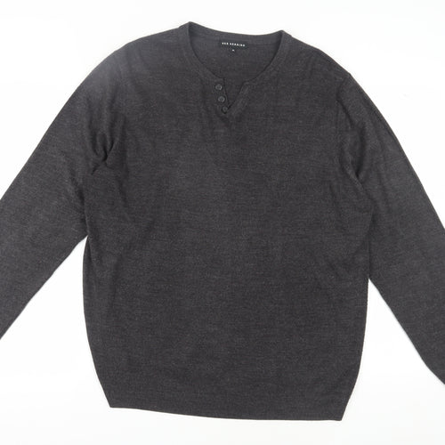 Red Herring Men's Black XL Henley Jumper
