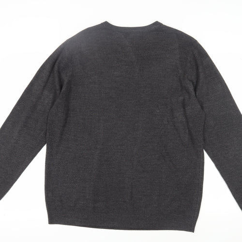 Red Herring Men's Black XL Henley Jumper
