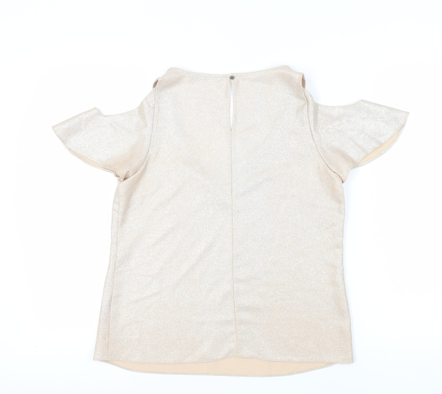 Oasis Women Beige Flutter Sleeve Party Blouse Size 12