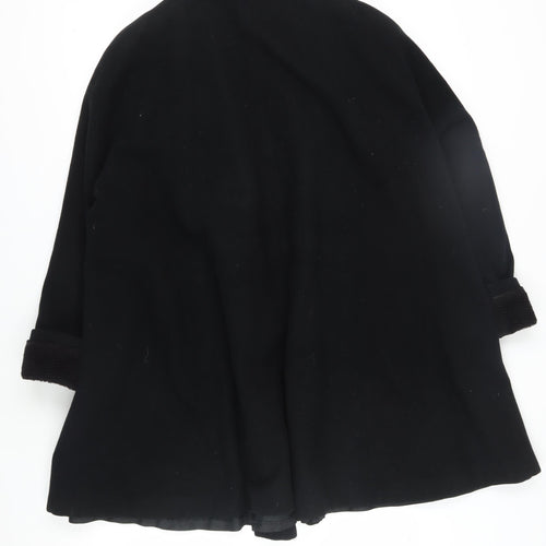 Living Women's Black Wool Pea Coat, Size 14, Button Closure