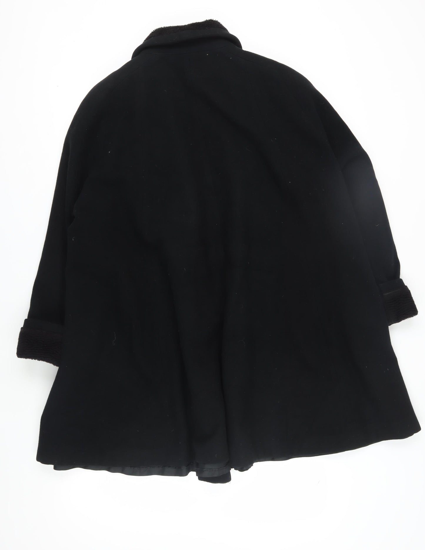 Living Women's Black Wool Pea Coat, Size 14, Button Closure