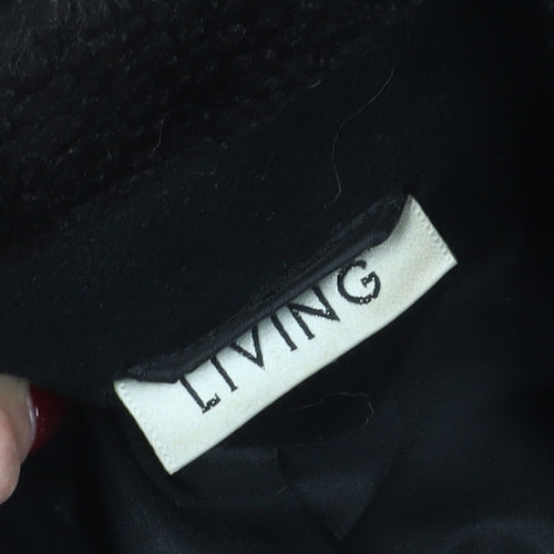 Living Women's Black Wool Pea Coat, Size 14, Button Closure