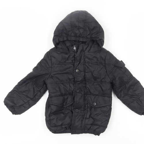 Firetrap Boys Black Puffer Jacket 3-4 Years Hooded Winter