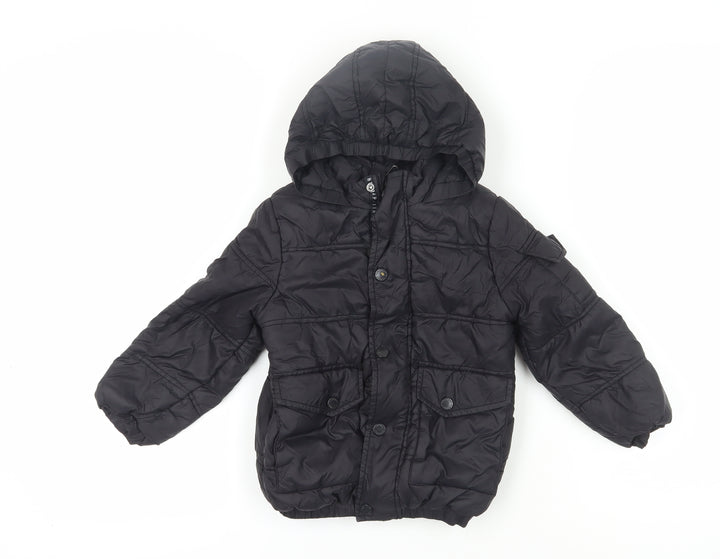Firetrap Boys Black Puffer Jacket 3-4 Years Hooded Winter