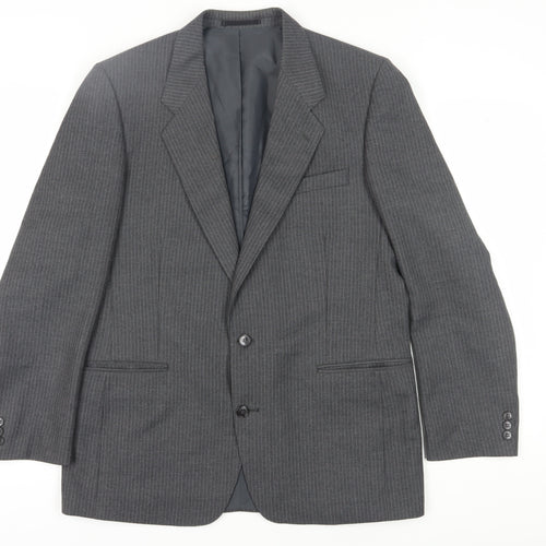 C&A Men's Grey Long Striped Blazer - Size 42L
