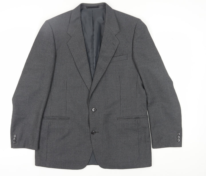 C&A Men's Grey Long Striped Blazer - Size 42L